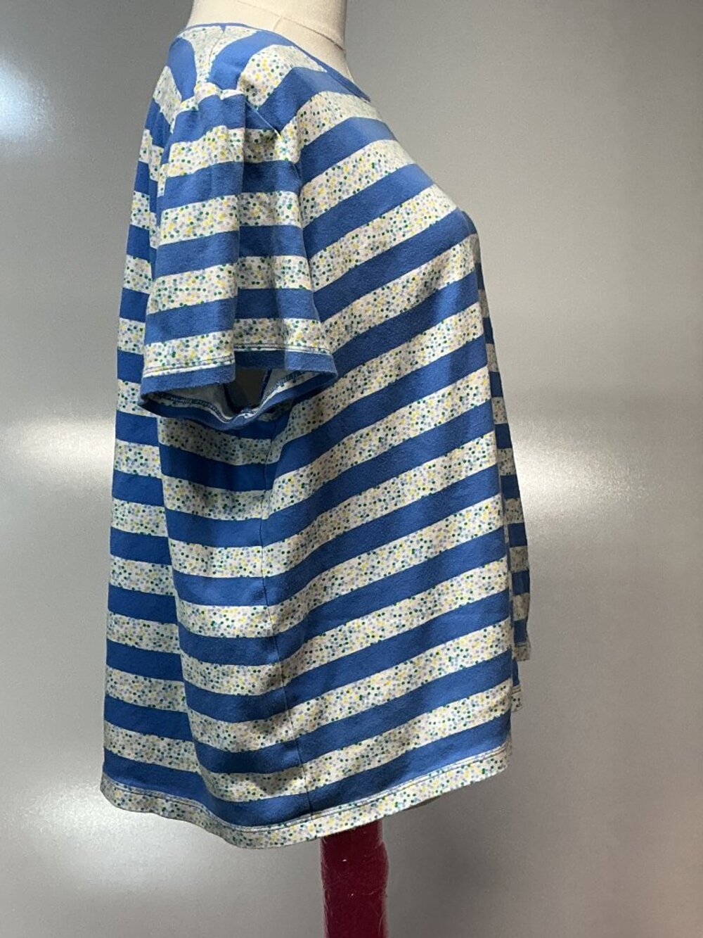 Kim Rogers Perfectly Soft XXL Blue Striped Cotton Tee Coastal Cottagecore - Picture 7 of 10